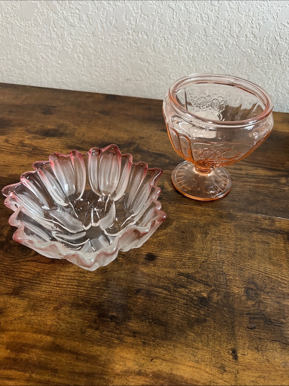 Beautiful Pink Depression Glass Bowl and Footed Compote
